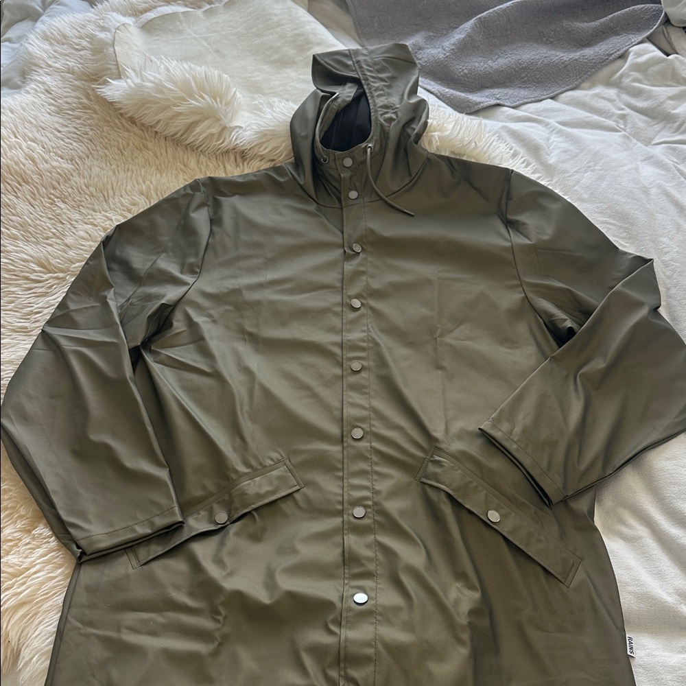 Rains Olive Green Raincoat - Picture 2 of 10